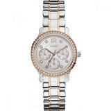 Guess Enchanting Diamonds Silver Dial Two Tone Steel Strap Watch for Women - W0305L3