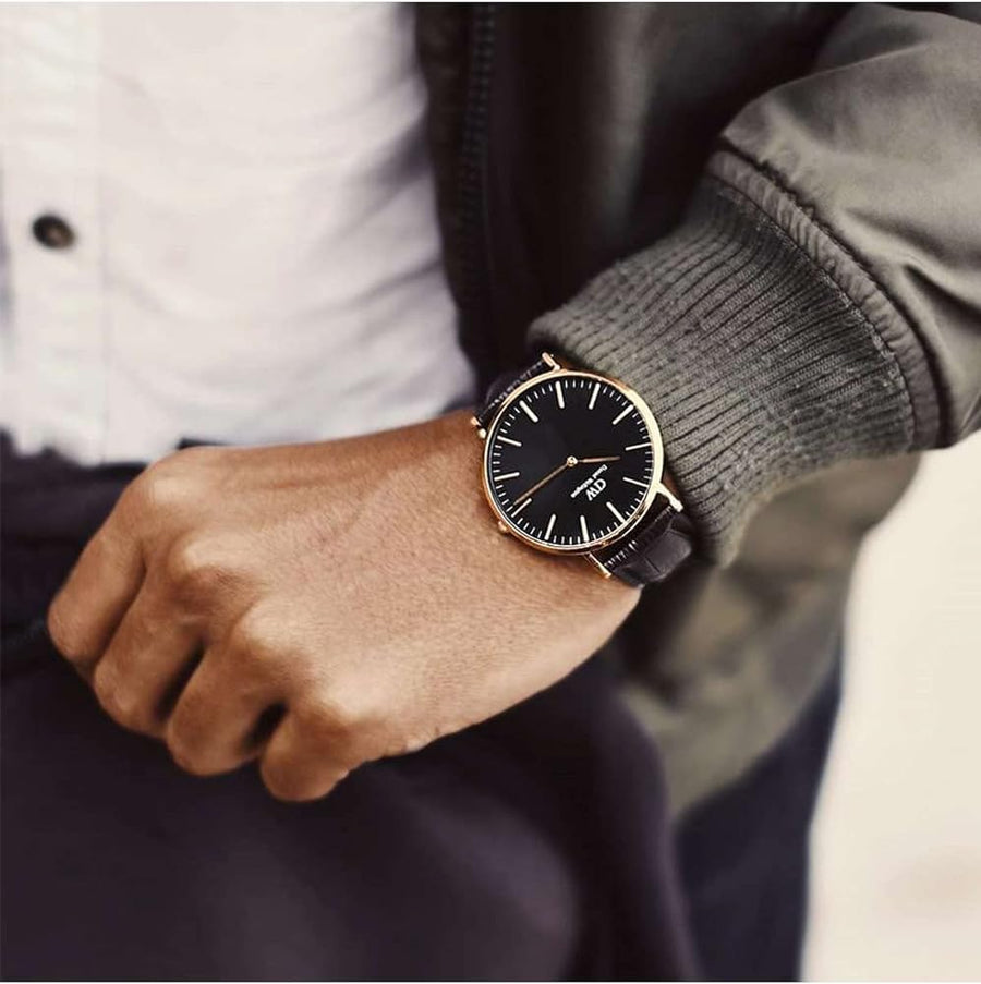 Daniel Wellington Classic Reading Black Dial Black Leather Strap Watch For Men - DW00100129