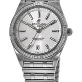 Breitling Chronomat Automatic 36 Diamonds White Dial Silver Steel Strap Watch for Women - A10380591A1A1