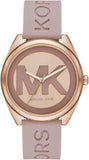 Michael Kors Janelle Three Hand Rose Gold Dial Pink Rubber Strap Watch For Women - MK7139