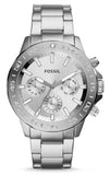 Fossil Bannon Multifunction Chronograph Silver Dial Silver Steel Strap Watch for Men - BQ2490