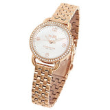 Coach Delancey Mother of Pearl White Dial Rose Gold Steel Strap Watch for Women - 14502479