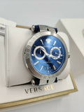 Versace Aion Chronograph Quartz Blue Dial Blue Leather Strap Watch for Men - VE1D01220