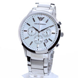 Emporio Armani Renato Chronograph Cream Dial Silver Steel Strap Watch For Men - AR2458