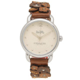 Coach Delancey White Dial Floral Brown Leather Strap Watch for Women - 14502761