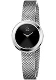 Calvin Klein Firm Black Dial Silver Mesh Bracelet Watch for Women - K3N23121