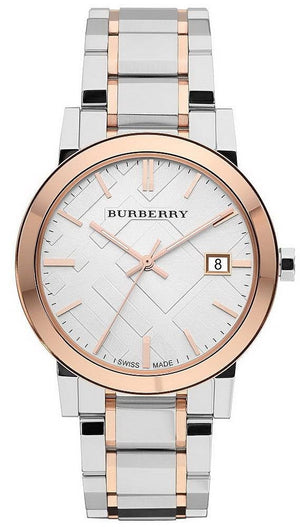 Burberry The City White Dial Two Tone Steel Strap Watch for Women - BU9006