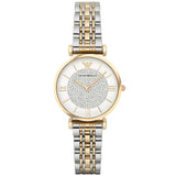 Emporio Armani Gianni T Bar White Dial Two Tone Steel Strap Watch For Women - AR8031