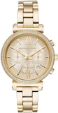 Michael Kors Sofie Chronograph Quartz Gold Dial Gold Steel Strap Watch For Women - MK6559