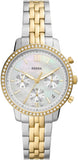 Fossil Neutra Chronograph Mother of Pearl White Dial Two Tone Steel Strap Watch for Women - ES5216