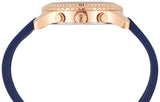 Guess Confetti Diamonds Gold Dial Blue Rubber Strap Watch For Women - W1098L6