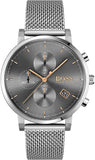 Hugo Boss Integrity Grey Dial Silver Mesh Bracelet Watch for Men - 1513807