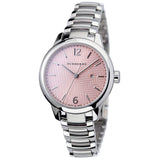 Burberry The Classic Pink Dial Silver Steel Strap Watch for Women - BU10111