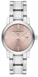 Burberry The City Pink Dial Silver Steel Strap Watch for Women - BU9124