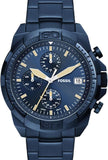 Fossil Bronson Chronograph Blue Dial Blue Steel Strap Watch for Men - FS5916