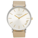 Coach Perry White Dial Beige Leather Strap Watch for Women - 14503157