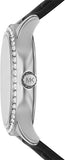 Michael Kors Sage Three-Hand Mother of Pearl White Dial Black Leather Strap Watch for Women - MK4821