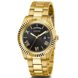 Guess Connoisseur Black Dial Gold Steel Strap Watch for Men - GW0265G3