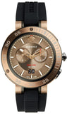 Versace V Extreme Chronograph Brown Tone Dial Black Rubber Strap Watch for Men - VCN030017
