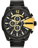 Diesel Mega Chief Chronograph Black Dial Black Steel Strap Watch For Men - DZ4338