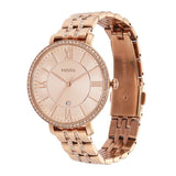 Fossil Jacqueline Rose Gold Dial Rose Gold Steel Strap Watch for Women - ES3546