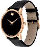 Movado Museum Classic Black Dial Black Leather Strap Watch for Men - 0607196