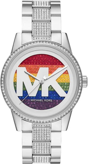 Michael Kors Ritz Pave Multicolored Dial Silver Steel Strap Watch for Women - MK6864