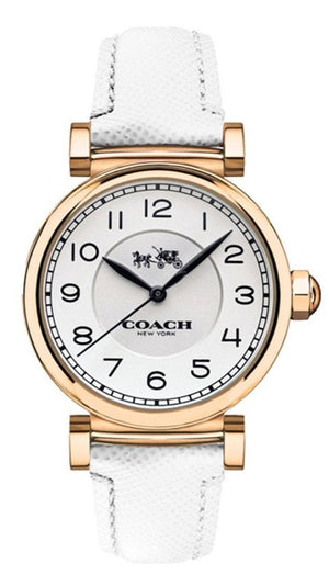 Coach Madison White Dial White Leather Strap Watch for Women - 14502408