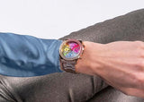 Colorful watch on wrist