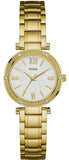 Guess Park Ave South Analog White Dial Gold Steel Strap Watch For Women - W0767L2