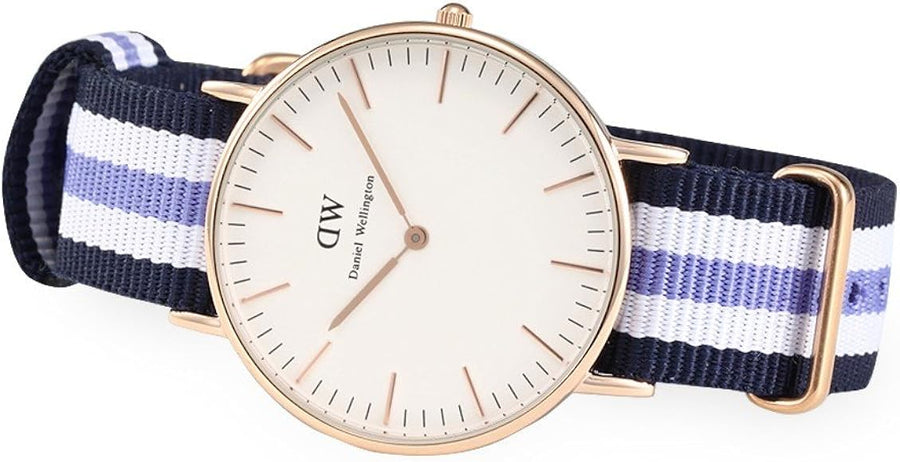 Daniel Wellington Classic Trinity White Dial Three Tone Nylon Strap Watch For Women - 0509DW