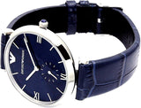 Emporio Armani Gianni T Bar Quartz Blue Dial Blue Leather Strap Watch For Men - AR11300