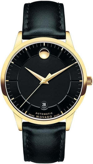 Movado 1881 Automatic Black Dial Black Leather Strap Watch For Men - 606875