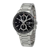 Tag Heuer Carrera Automatic Chronograph Black Dial Silver Steel Strap Watch for Men - CBM2110.BA0651