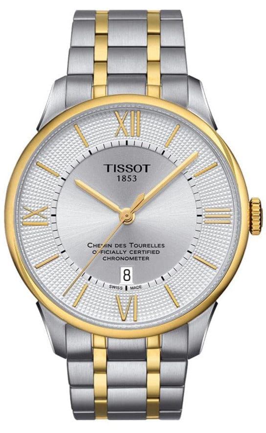 Tissot Chemin Des Tourelles Powermatic 80 Cosc Silver Dial Two Tone Steel Strap Watch For Men - T099.408.22.038.00