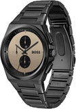 Hugo Boss Steer Chronograph Brown Dial Black Steel Strap Watch For Men - 1514043