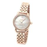 Coach Delancey Mother of Pearl White Dial Rose Gold Steel Strap Watch for Women - 14502479