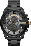 Diesel Mega Chief Chronograph Grey Dial Black Steel Strap Watch For Men - DZ4479