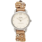 Coach Perry White Dial Brown Floral Leather Strap Watch for Women - 14502873