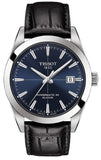 Tissot Gentleman Powermatic 80 Silicium Blue Dial Black Leather Strap Watch For Men - T127.407.16.041.01