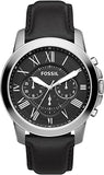 Fossil Grant Chronograph Black Dial Black Leather Strap Watch for Men - FS4812