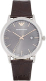 Emporio Armani Luigi Quartz Gray Dial Brown Leather Strap Watch For Men - AR1996