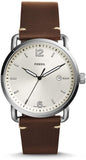 Fossil The Commuter White Dial Brown Leather Strap Watch for Men - FS5275