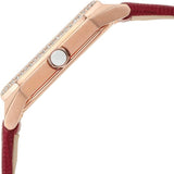 Emporio Armani Gianni T Bar Two-Hand Mother of Pearl Dial Red Leather Strap Watch For Women - AR11467