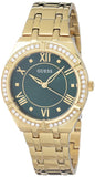 Guess Cosmo Diamonds Green Dial Gold Steel Strap Watch for Women - GW0033L8