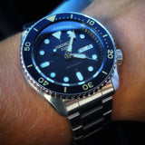 Seiko 5 Sports Automatic Black Dial Silver Steel Strap Watch For Men - SRPD57K1