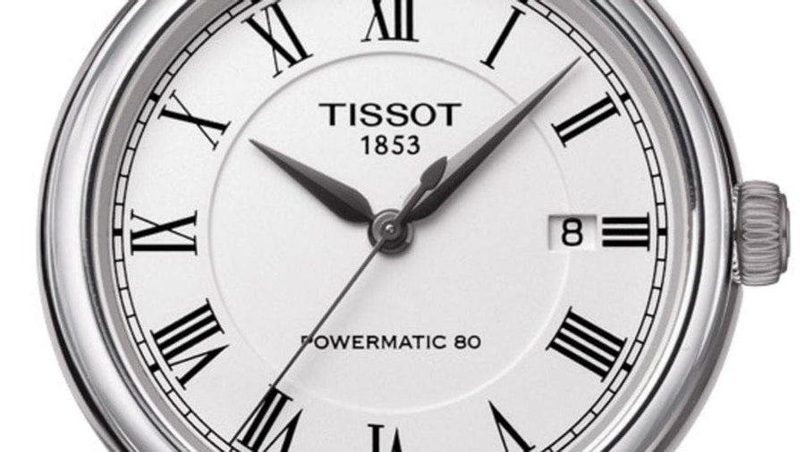 Tissot Carson Powermatic 80 White Dial Black Leather Strap Watch For Men - T085.407.16.013.00