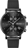 Hugo Boss Integrity Black Dial Black Mesh Bracelet Watch for Men - 1513813
