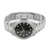 Bulova Crystal Collection Black Dial Silver Steel Strap Watch for Men - 96K104