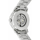 Fossil Grant Automatic Skeleton Black Dial Silver Steel Strap Watch for Men - ME3103